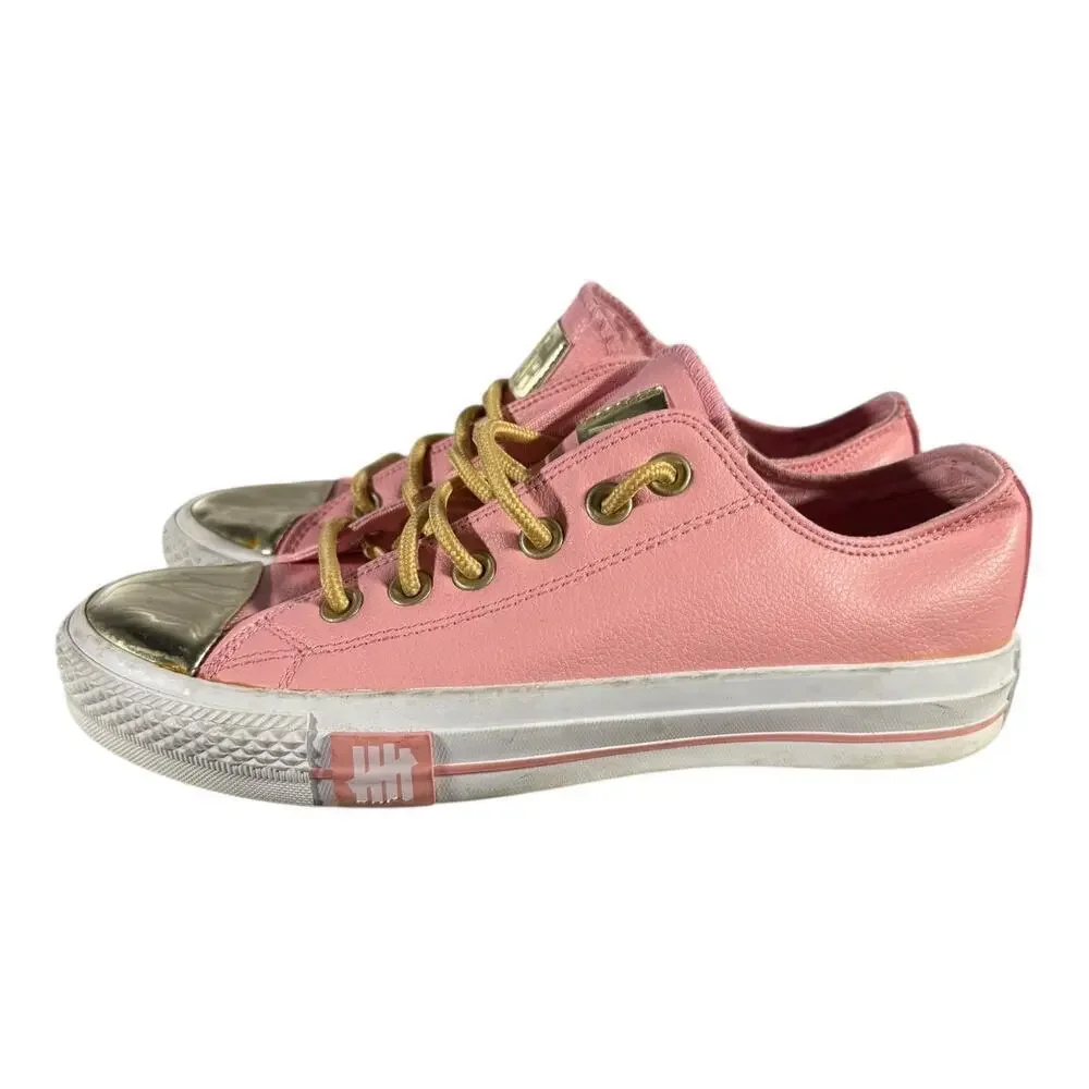 Converse All Star Women’s Chuck Taylor Low Top Leather Pink Sneakers Gold Sz 7.5